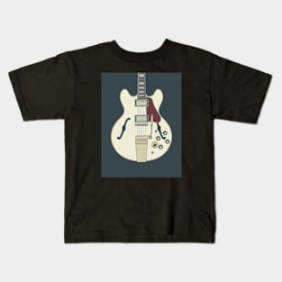 White Vintage Hollow Body Guitar Kids T-Shirt